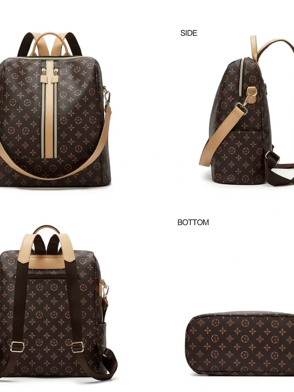 Brown Monogram Backpack with Tan Trim for Men
